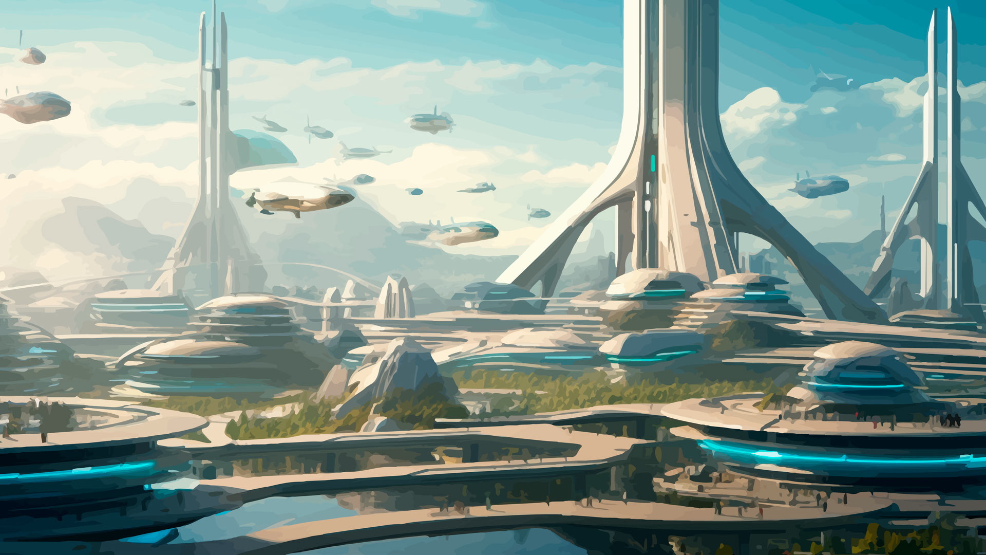 Botanical serenity within a futuristic cityscape.